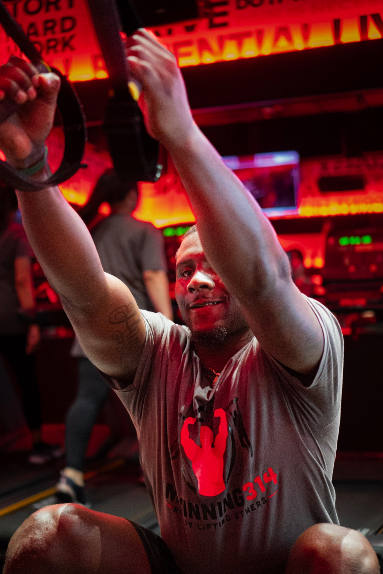 TRX training under stage lights